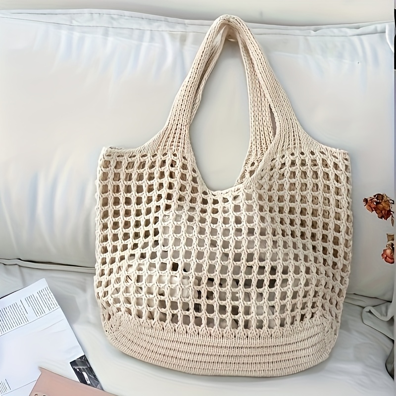 Crochet Market Bag - 1 szt. Damska torba na ramię
