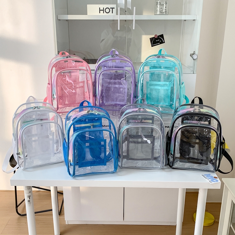 Women Bags In Sale - Plecak z przezroczystego PVC z zamkiem