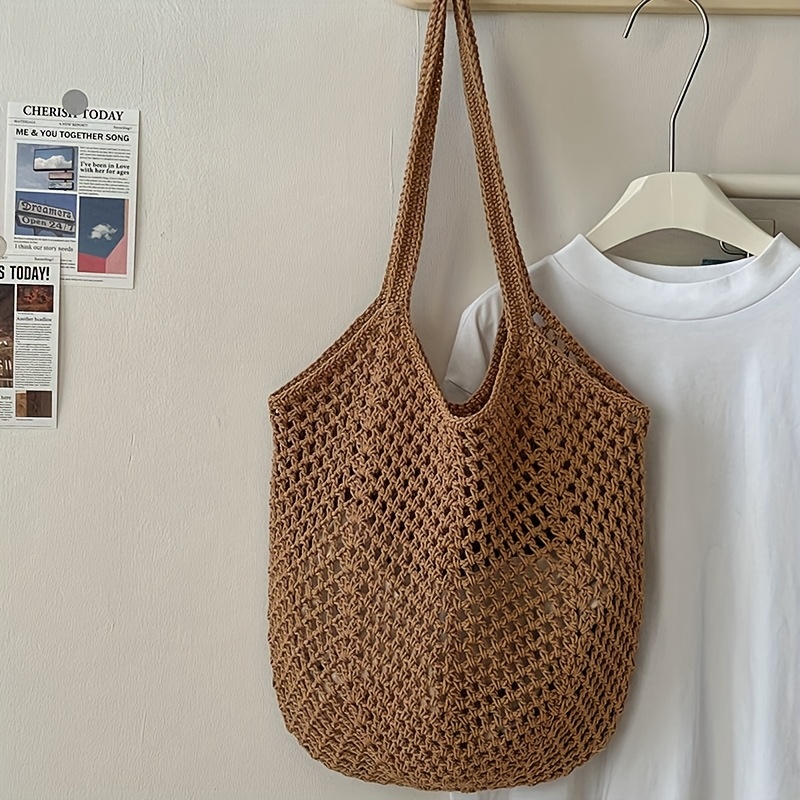 Crochet Market Bag - Torba na ramię z siatki szydełkowej,