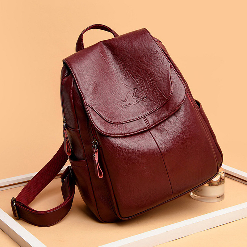 Women Bags In Sale - 9 kolorów kobiet miękkie skórzane plecaki