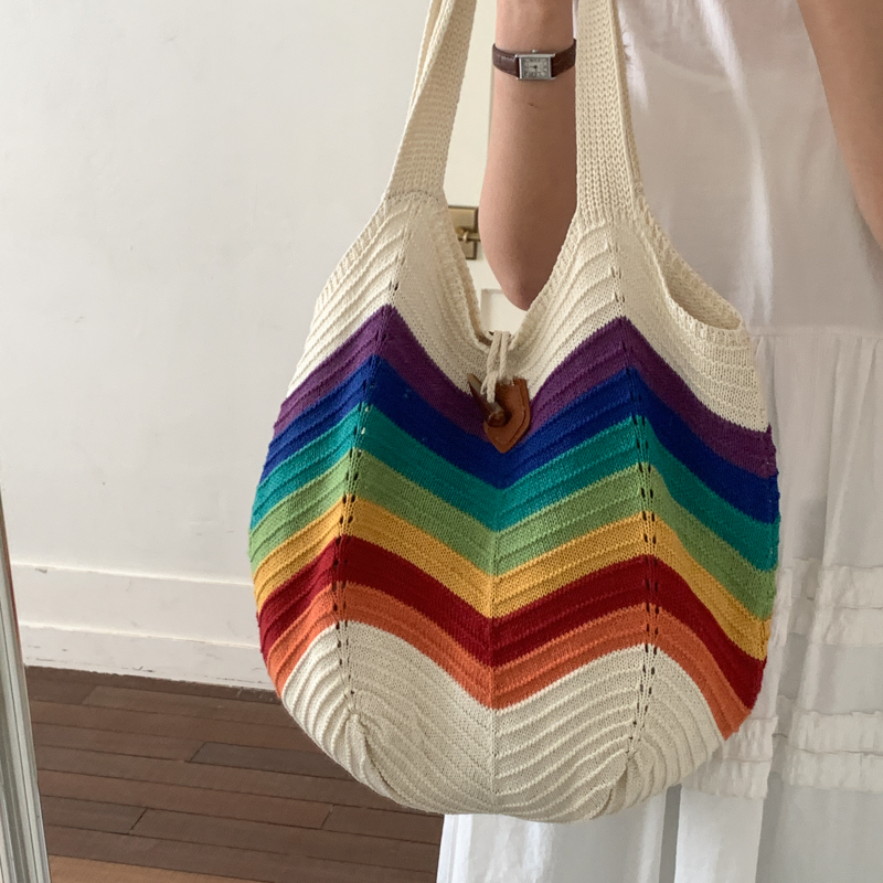 Crochet Market Bag - Torba plażowa na ramię z szydełkową