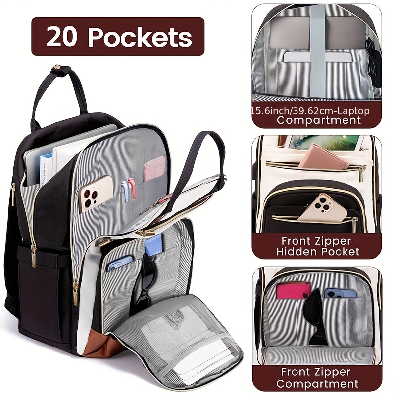 Woman In Bag - Damski dwukolorowy plecak na laptopa, wodoodporna,
