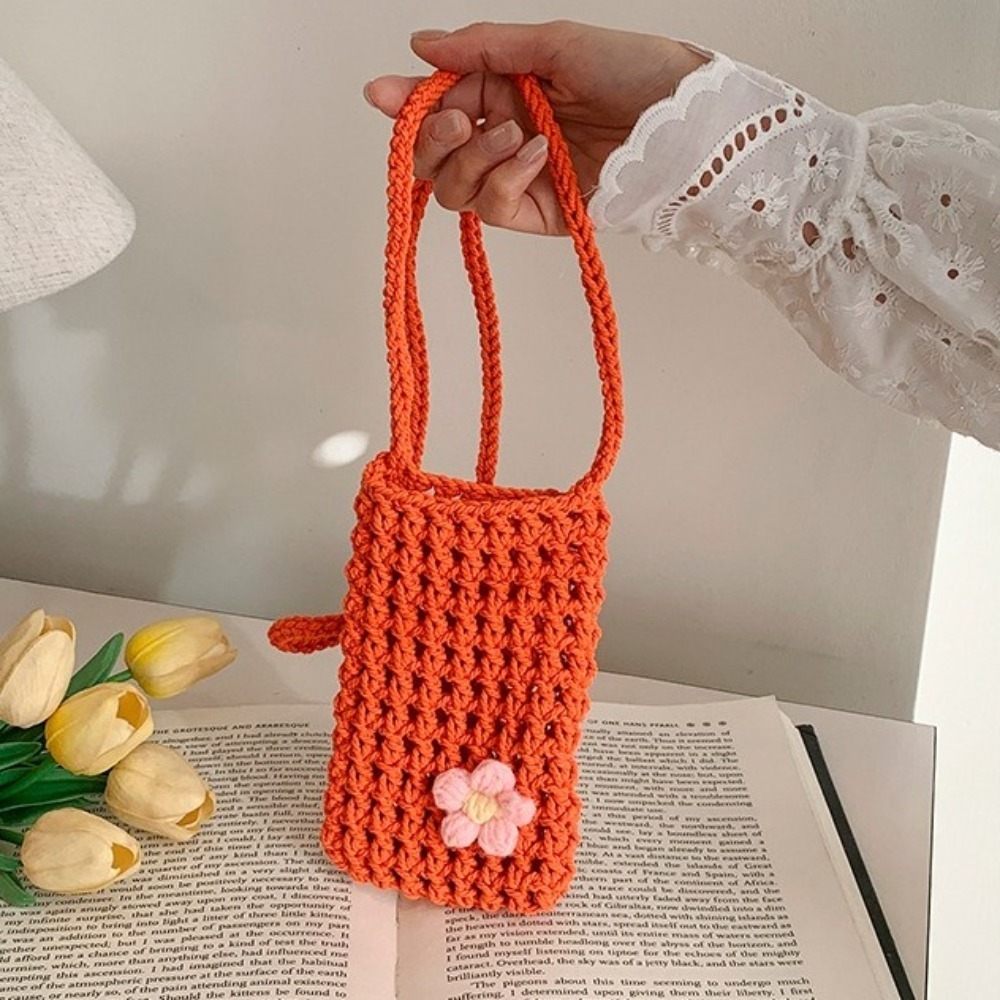 Crochet Market Bag - Urocza torebka crossbody z kwiatowym wzorem,