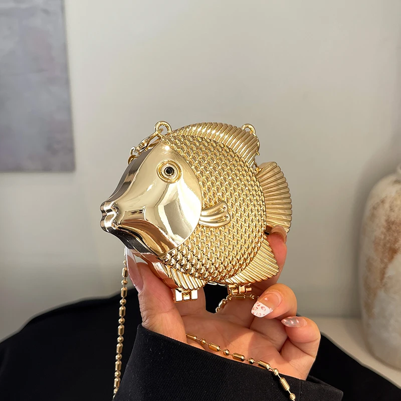 Clutch Bag Evening - Cute Little Fish Shape Metal Mini