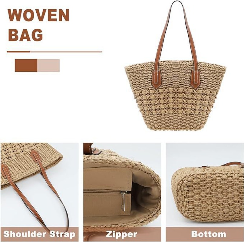 Nowa damska słomkowa torba na  – Crochet Market Bag recenzja i cena